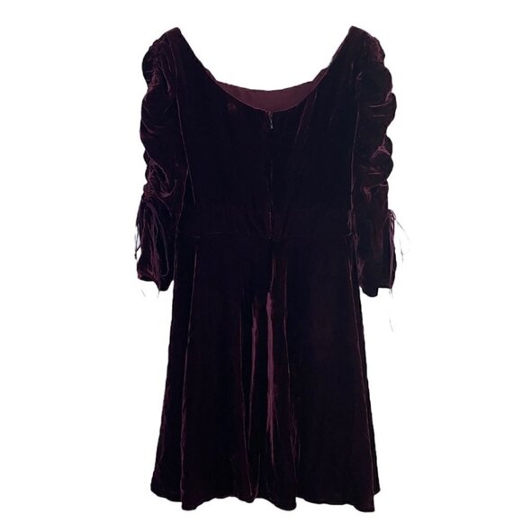 THE Kooples Burgundy Mini Velvet Dress Silk Blend Size M - Picture 5 of 16